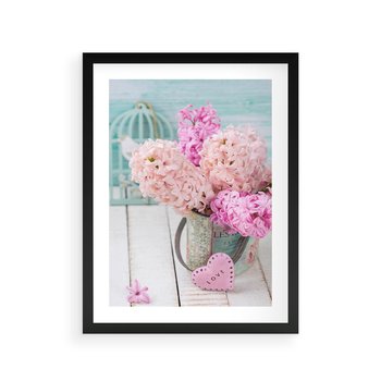 Plakat w ramie 30x40 - Kwiatowa harmonia hiacyntów - kwiaty, hiacynty - rama czarna