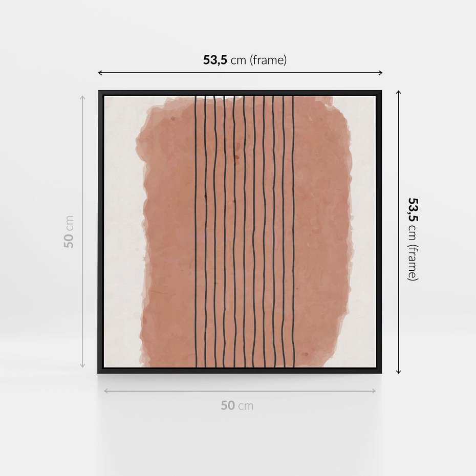 Obraz w ramie 50x50 - Rozmyte Widzenia - abstrakcyjna akwarelowa plama, nieregularne kreski - rama czarna