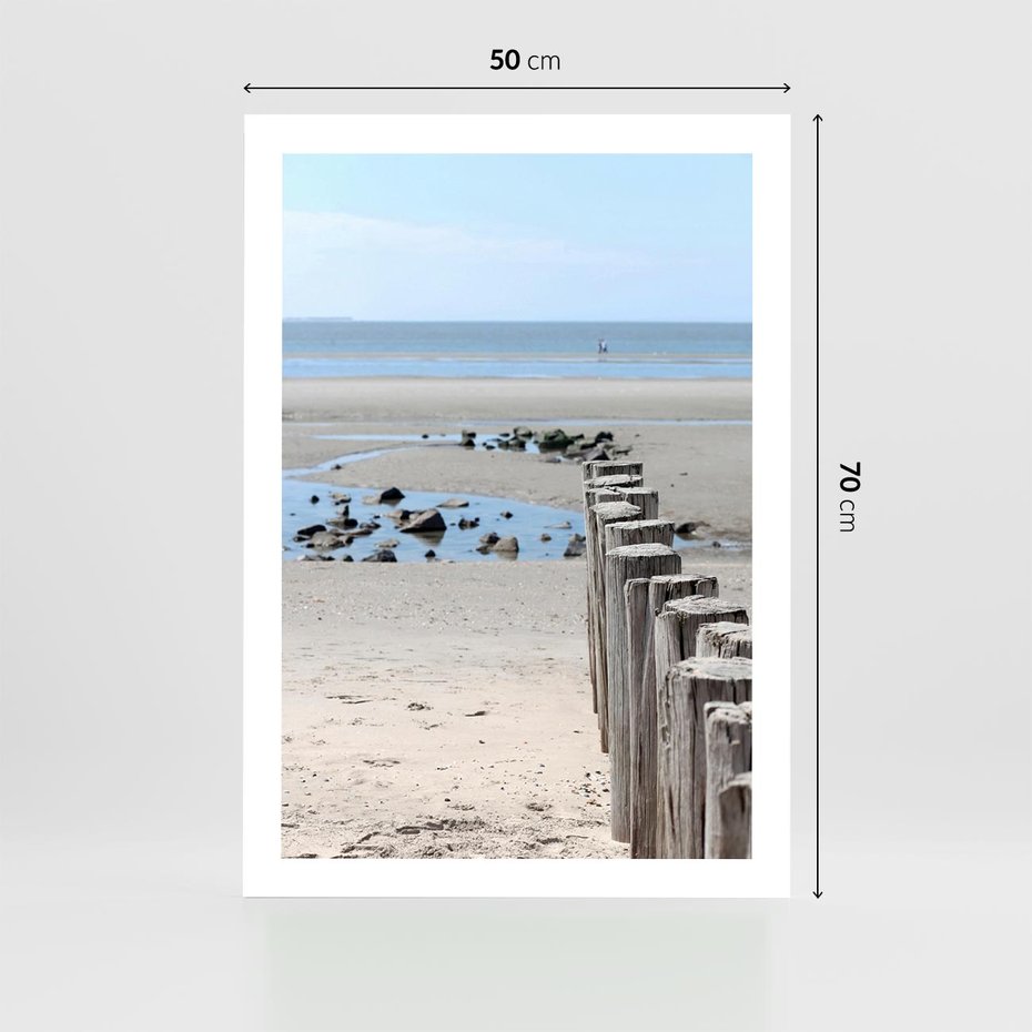 Plakat bez ramy 50x70 - Fale na falochronie nad morzem - morze, falochron