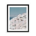 Plakat w ramie 40x50 - Śródziemnomorski Urok - zdjęcie Santorini, białe budynki - rama czarna