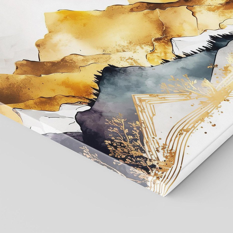 Obraz na płótnie 70x50 - Złote Góry - akwarela, graficzne góry