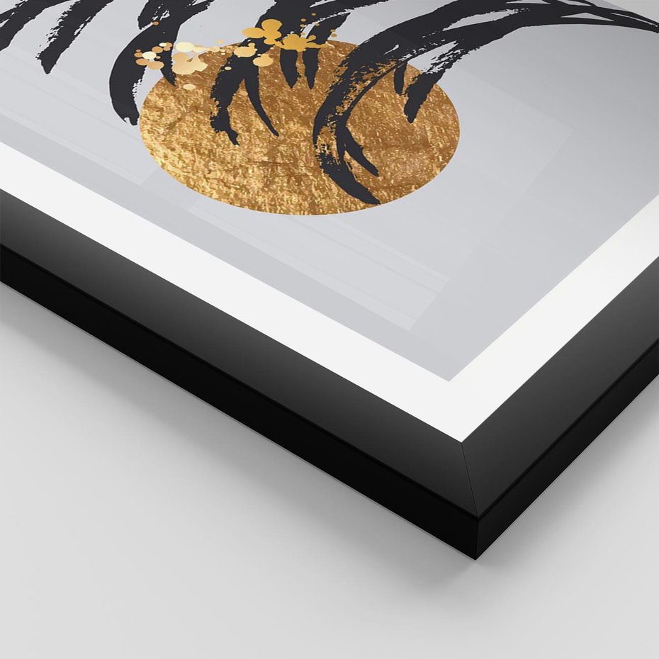 Plakat w ramie 30x40 - Palma w Szkicu - nowoczesna grafika, palma - rama czarna