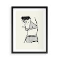 Plakat w ramie 50x70 - Minimalistyczny Urok - szkic, kobieta w bieliźnie - rama czarna