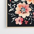Obraz w ramie 100x70 - Labirynty melancholii - akwarelowe, pastelowe kwiaty na czarnym tle - rama drewno