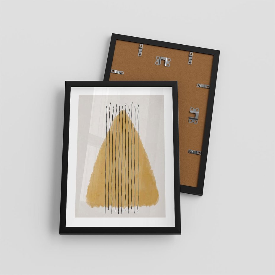 Plakat w ramie 30x40 - Migocące Impulsy - abstrakcyjna akwarelowa plama, nieregularne kreski - rama czarna