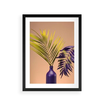 Plakat w ramie 40x50 - Delikatne Piękno - palma, pastele - rama czarna