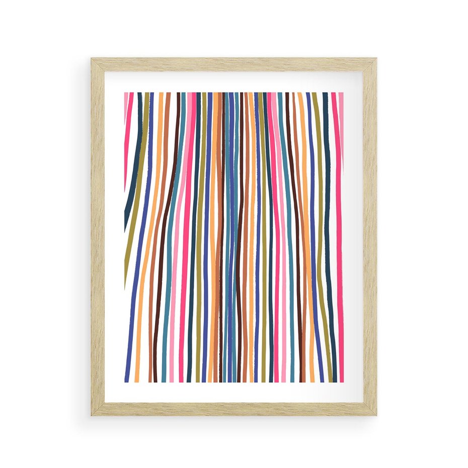 Plakat w ramie 40x50 - Energetyczne Nurtujące - kolorowe wzory, tęczowe żywe kolory - rama drewno