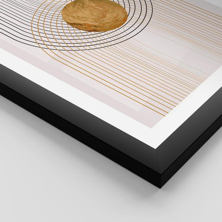 Plakat w ramie 40x50 - Złota Geometria - styl modern, złoto - rama czarna