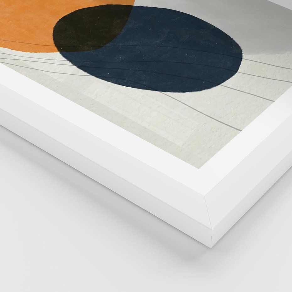 Plakat w ramie 30x40 - Podróżne Pastelowe Pejzaże - geometryczne elementy, stonowane kolory - rama biała