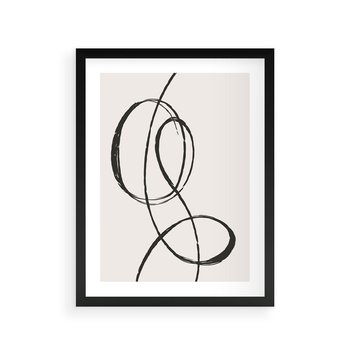 Plakat w ramie 40x50 - Zaklęte Linie - abstrakcyjne szkicowane linie, minimalizm - rama czarna