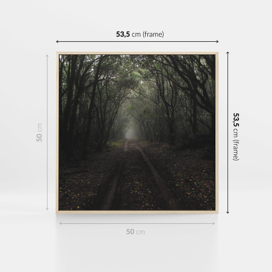 Obraz w ramie 50x50 - Urok Drogi - las, droga - rama drewno