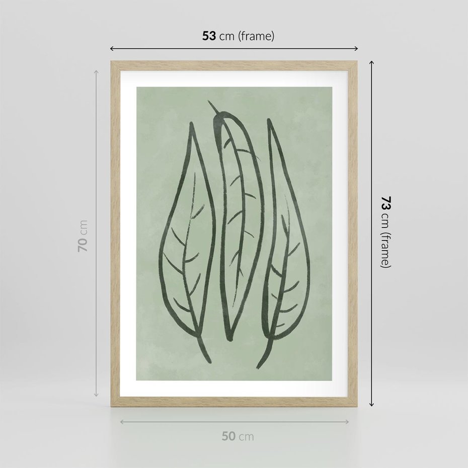 Plakat w ramie 50x70 - Energetyczne Ekspresje Natury - zielony plakat, roślinne motywy - rama drewno
