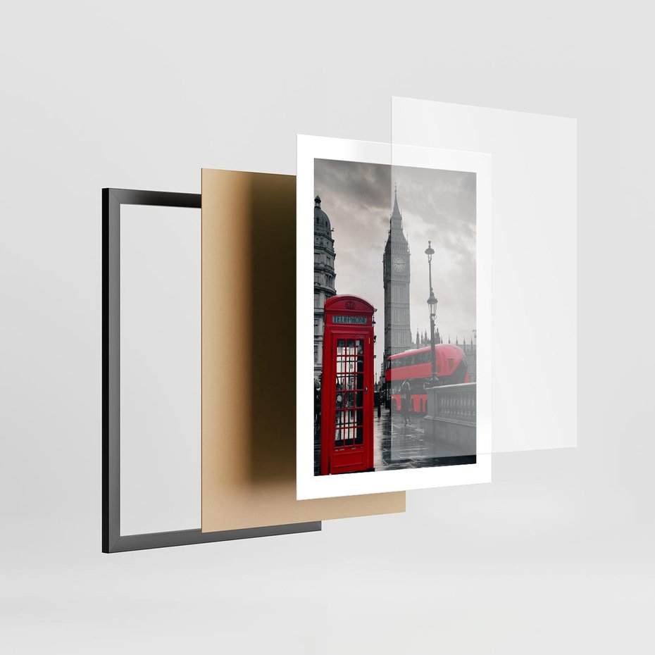 Plakat w ramie 30x40 - Londyński Klimat Telefoniczny - Londyn, telefon - rama czarna