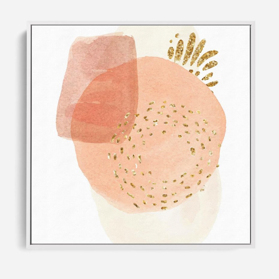 Obraz w ramie 50x50 - Migotliwe Kształty i Plamy - abstrakcyjne akwarelowe plamy, minimalizm - rama biała