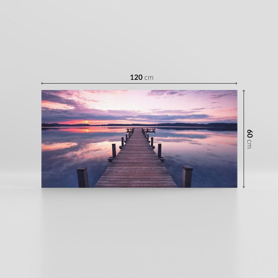 Obraz na płótnie 120x60 - spotkanie przy molo - jezioro, molo