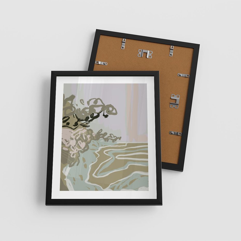 Plakat w ramie 40x50 - Wizja Przestrzeni - pastelowy krajobraz, nowoczesny plakat - rama czarna