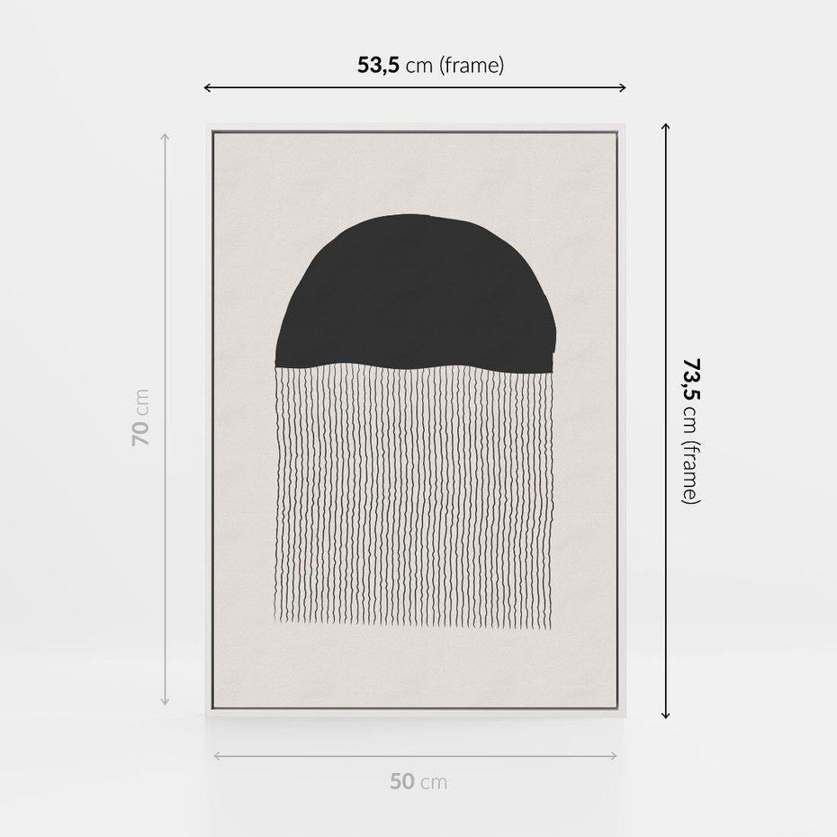 Obraz w ramie 50x70 - Wewnętrzne Widzenia - abstrakcyjna kompozycja, półkole - rama biała