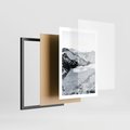 Plakat w ramie 50x70 - Biały Zimowy Pejzaż - góry w zimie, ośnieżone wysokie szczyty - rama czarna