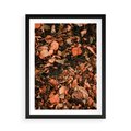 Plakat w ramie 50x70 - Jesienny Splot: Pomarańczowe Liście - liście, pomarańczowe suche liście - rama czarna