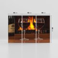 Obraz na płótnie 120x80 - Wino, Kieliszki, Kominek - Wieczór Pełen Relaksu - wino, kieliszki