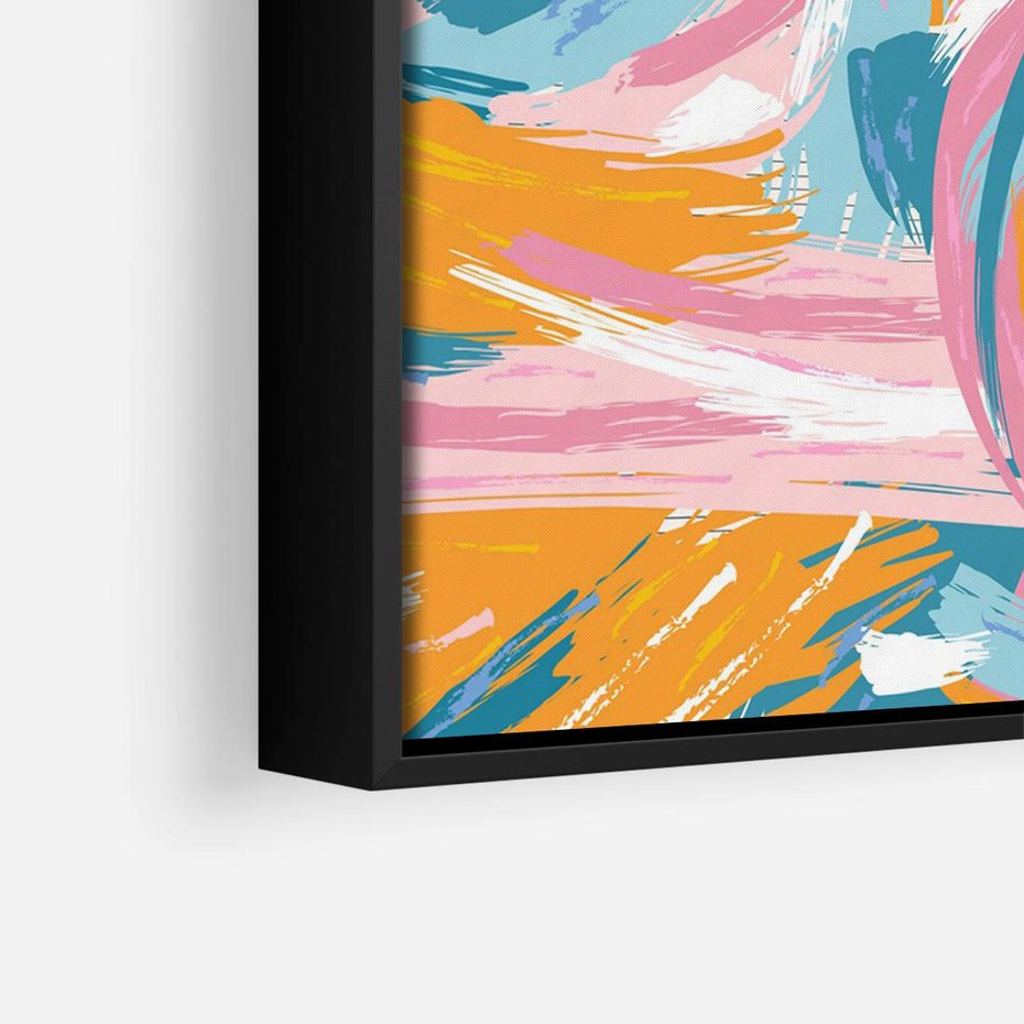 Obraz w ramie 100x70 - Refleksje w krainie abstrakcji - abstrakcja, energiczne pociągnięcia pędzla - rama czarna