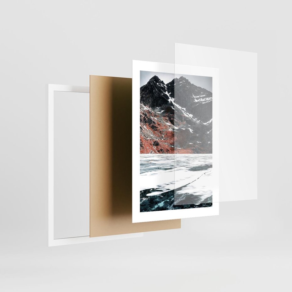 Plakat w ramie 30x40 - Śnieżna Opowieść - górski krajobraz, zima w górach - rama biała