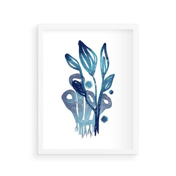 Plakat w ramie 30x40 - Akwarelowy Błękit - pastelowy, abstrakcyjny plakat - rama biała