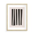 Plakat w ramie 50x70 - Migotliwa Transformacja Form - minimalizm, czarne pasy - rama drewno