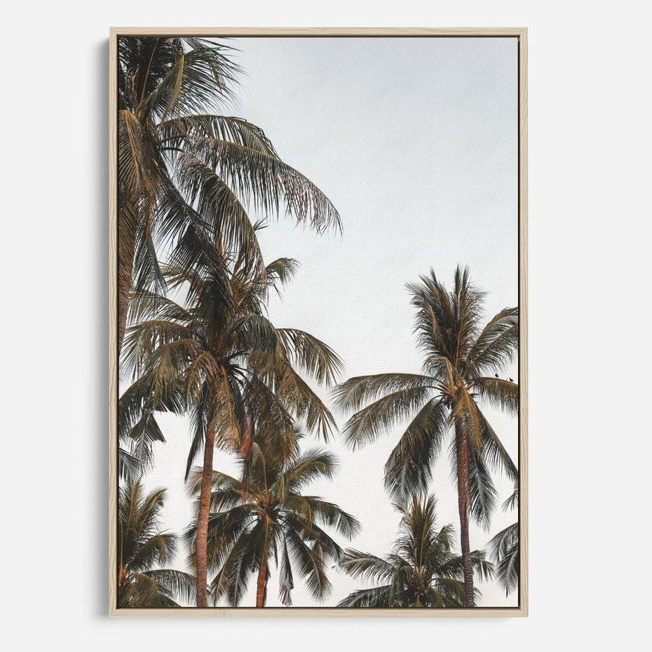 Obraz w ramie 80x120 - Palmy - tęsknota za Hawajami - palmy, Hawaje - rama drewno