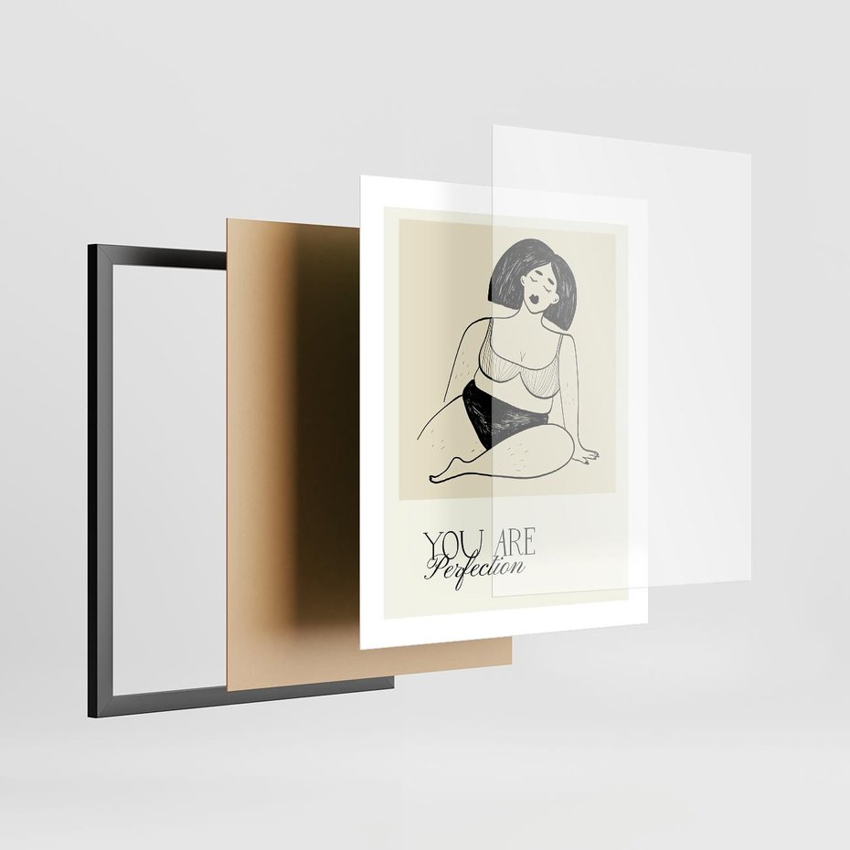 Plakat w ramie 40x50 - Harmonia Kształtów Bez Granic - siła kobiecości, rysunek - rama czarna