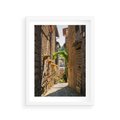 Plakat w ramie 30x40 - Włoska uliczka w perspektywie - Włochy, uliczka - rama biała