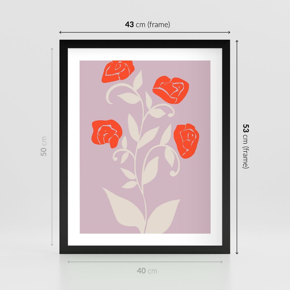 Plakat w ramie 40x50 - Migotliwe Widzenie Kwiatów - nowoczesny plakat, roślinne motywy - rama czarna