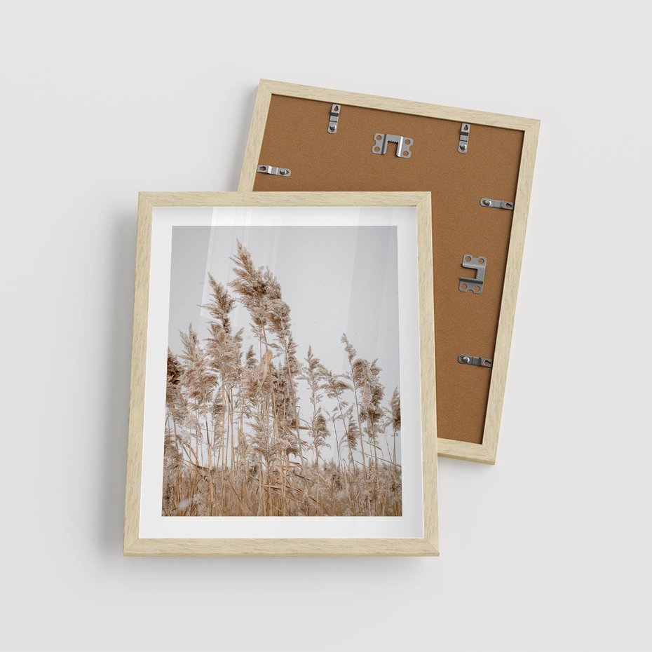 Plakat w ramie 40x50 - Boho Urok - trawy, pampas - rama drewno