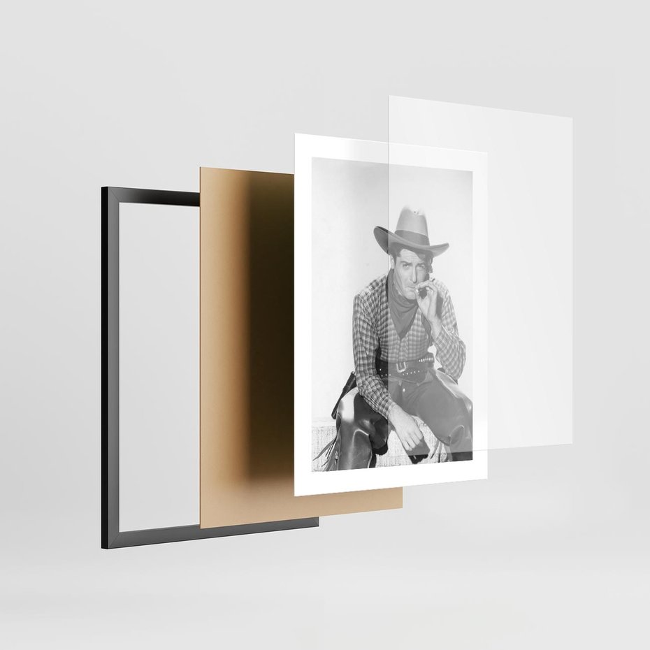 Plakat w ramie 30x40 - Dziki Zachód - retro zdjęcie, czarno białe - rama czarna
