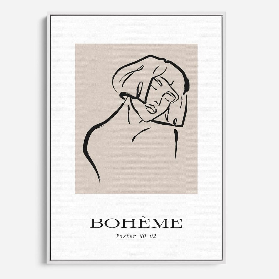 Obraz w ramie 70x100 - Echa Nieznanych Konturów - boho plakat, typografia - rama biała