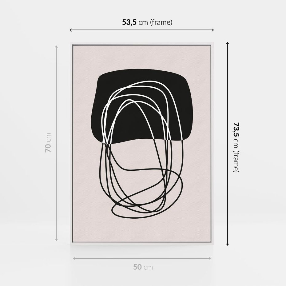 Obraz w ramie 50x70 - Strukturalne Kontrasty - abstrakcyjne szkicowane linie, minimalizm - rama biała