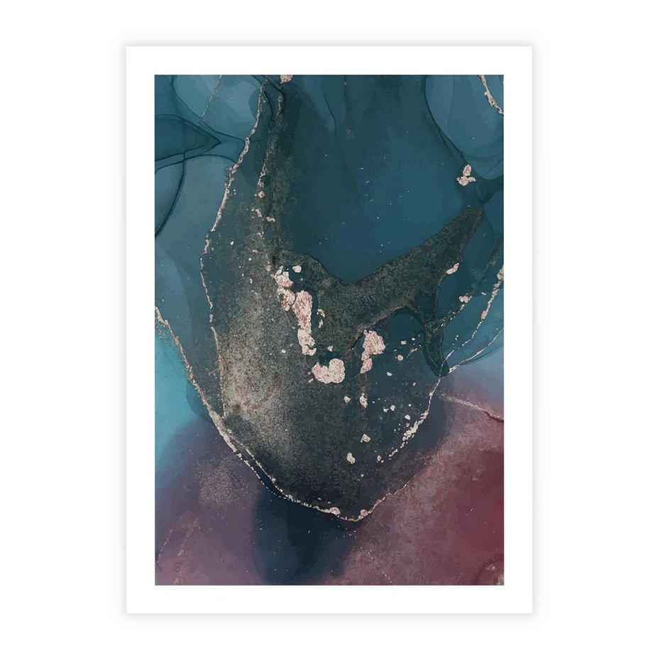 Plakat bez ramy 40x50 - Luksusowy Kontrast - marmur, granat i fiolet