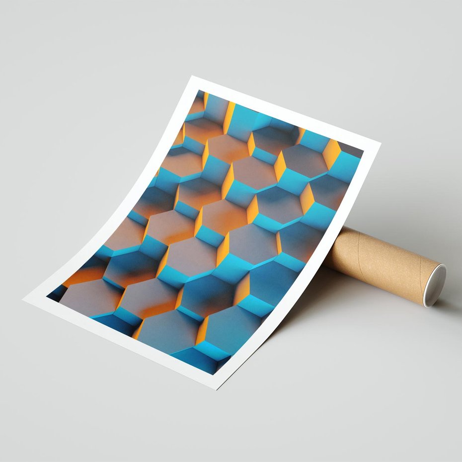 Plakat bez ramy 30x40 - Trójwymiarowa Gra - geometryczna, 3D