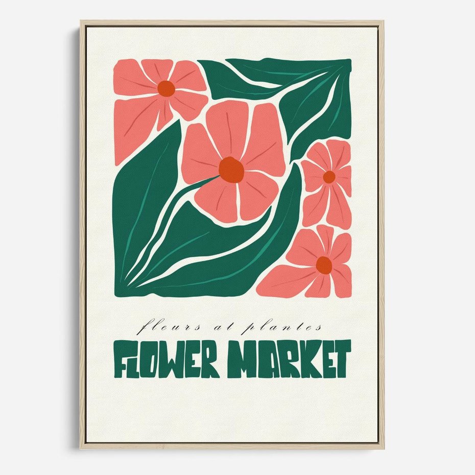 Obraz w ramie 80x120 - Retro Inspiracja - minimalistyczna kwiatowa kompozycja, pastelowe kolory - rama drewno