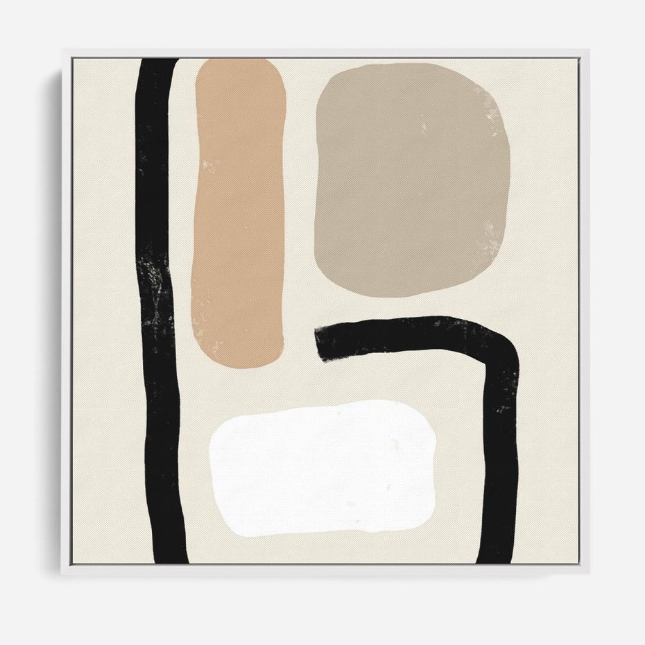 Obraz w ramie 80x80 - Kształtne Formy - geometryczne nieregularne kształty, nowoczesna kompozycja - rama biała