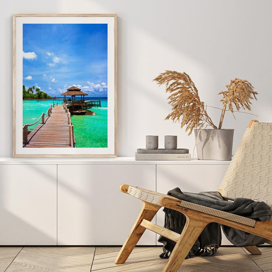 Plakat w ramie 50x70 - Magia tropikalnego oceanu - ocean, tropiki - rama drewno