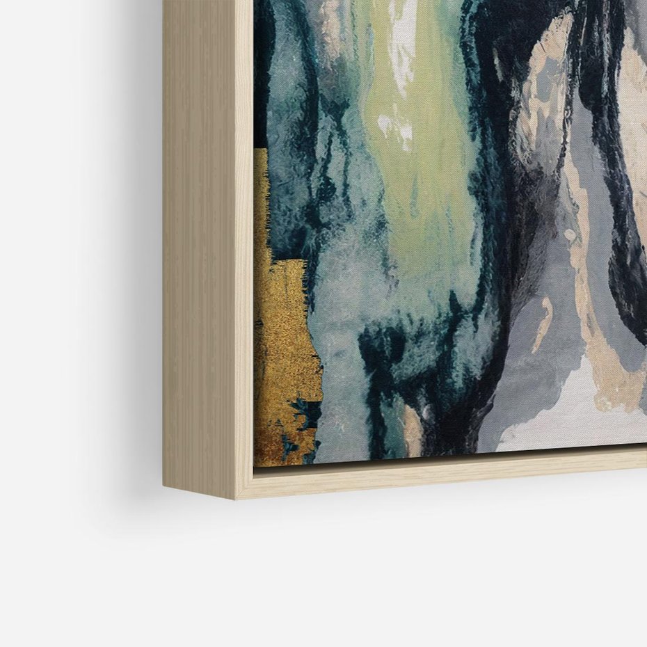 Obraz w ramie 80x80 - Sfumowane zmysły artysty - rozmyte kolory, zieleń - rama drewno