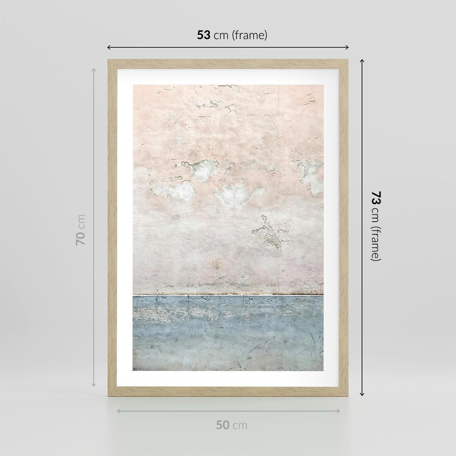 Plakat w ramie 50x70 - Obraz Starej Ściany z Delikatnymi Odcieniami - ściana, stara ściana - rama drewno