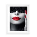 Plakat w ramie 50x70 - Piękno usta i szminka - usta, szminka - rama biała