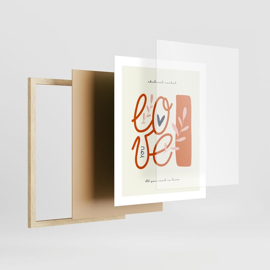 Plakat w ramie 40x50 - Pastelowa Siła Miłości - miłość, love - rama drewno