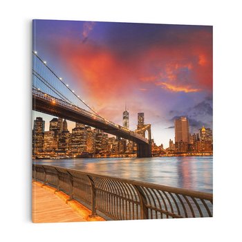 Obraz na płótnie 40x40 - Magia zachodu słońca nad mostem - zachód, słońca