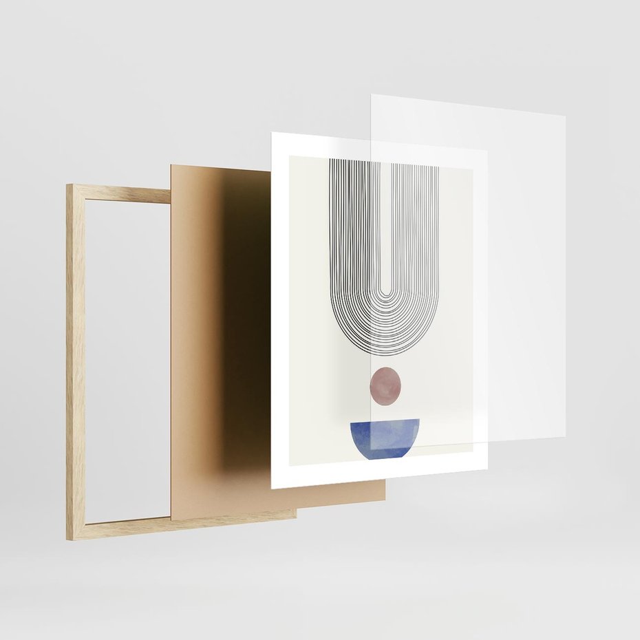 Plakat w ramie 40x50 - Rozplątane Wibracje - nowoczesny plakat, styl midcentury - rama drewno