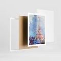 Plakat w ramie 50x70 - Paryska Wieża - olejny abstrakcyjny obraz, wieża eiffla - rama biała