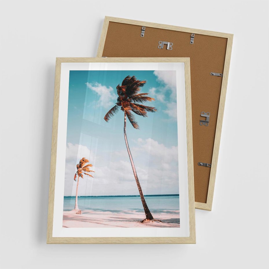 Plakat w ramie 50x70 - Raj na Ziemi - plaża, ocean - rama drewno