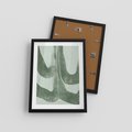 Plakat w ramie 30x40 - Nurtująca Kompozycja Zieleni - abstrakcyjne delikatne zielone linie, podobne do gałęzi kwiatów - rama czarna